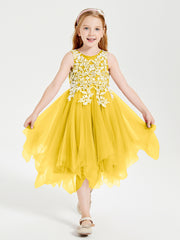 Tulle Tea Length Junior Bridesmaid Dresses Marigold