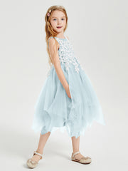 Tulle Tea Length Junior Bridesmaid Dresses Mist