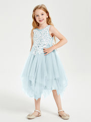 Tulle Tea Length Junior Bridesmaid Dresses Mist