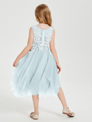 Tulle Tea Length Junior Bridesmaid Dresses Mist