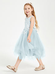 Tulle Tea Length Junior Bridesmaid Dresses Mist