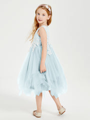 Tulle Tea Length Junior Bridesmaid Dresses Mist