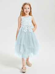 Tulle Tea Length Junior Bridesmaid Dresses Mist
