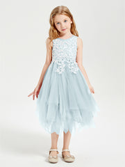 Tulle Tea Length Junior Bridesmaid Dresses Mist