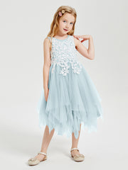 Tulle Tea Length Junior Bridesmaid Dresses Mist