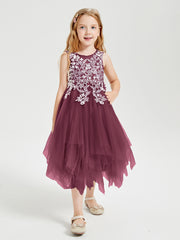 Tulle Tea Length Junior Bridesmaid Dresses Mulberry