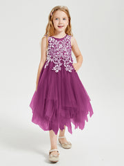 Tulle Tea Length Junior Bridesmaid Dresses Orchid