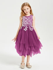 Tulle Tea Length Junior Bridesmaid Dresses Orchid