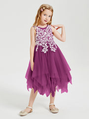 Tulle Tea Length Junior Bridesmaid Dresses Orchid
