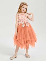 Tulle Tea Length Junior Bridesmaid Dresses Papaya