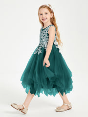 Tulle Tea Length Junior Bridesmaid Dresses Peacock