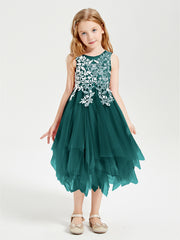Tulle Tea Length Junior Bridesmaid Dresses Peacock