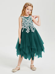 Tulle Tea Length Junior Bridesmaid Dresses Peacock