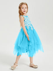 Tulle Tea Length Junior Bridesmaid Dresses Pool