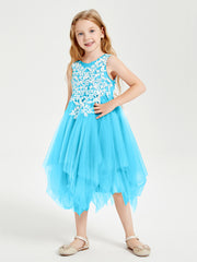 Tulle Tea Length Junior Bridesmaid Dresses Pool
