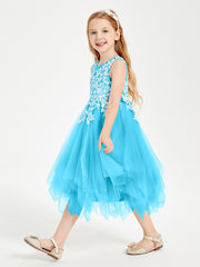 Tulle Tea Length Junior Bridesmaid Dresses Pool