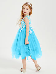 Tulle Tea Length Junior Bridesmaid Dresses Pool