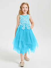 Tulle Tea Length Junior Bridesmaid Dresses Pool