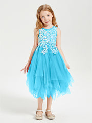 Tulle Tea Length Junior Bridesmaid Dresses Pool