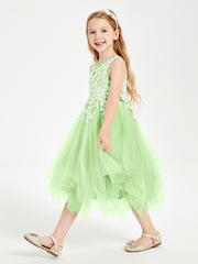 Tulle Tea Length Junior Bridesmaid Dresses Sage