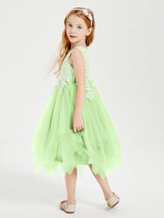 Tulle Tea Length Junior Bridesmaid Dresses Sage