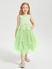 Tulle Tea Length Junior Bridesmaid Dresses Sage