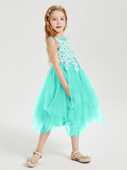 Tulle Tea Length Junior Bridesmaid Dresses Spa