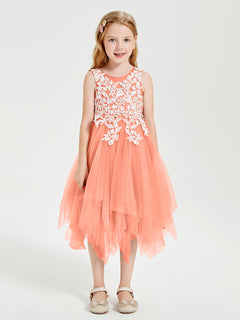 Tulle Tea Length Junior Bridesmaid Dresses Sunset