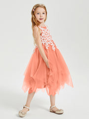 Tulle Tea Length Junior Bridesmaid Dresses Sunset