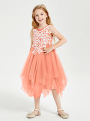 Tulle Tea Length Junior Bridesmaid Dresses Sunset