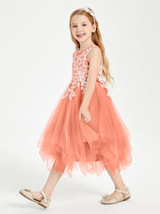 Tulle Tea Length Junior Bridesmaid Dresses Sunset