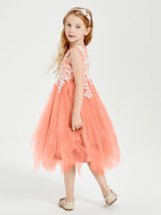 Tulle Tea Length Junior Bridesmaid Dresses Sunset