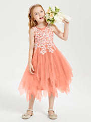 Tulle Tea Length Junior Bridesmaid Dresses Sunset