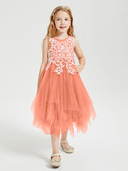 Tulle Tea Length Junior Bridesmaid Dresses Sunset