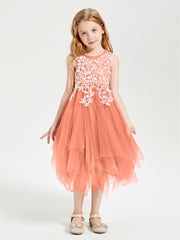 Tulle Tea Length Junior Bridesmaid Dresses Sunset