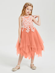 Tulle Tea Length Junior Bridesmaid Dresses Sunset