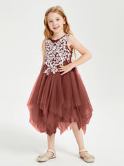 Tulle Tea Length Junior Bridesmaid Dresses Terracotta