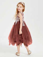 Tulle Tea Length Junior Bridesmaid Dresses Terracotta