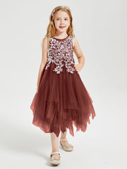 Tulle Tea Length Junior Bridesmaid Dresses Terracotta