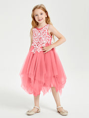 Tulle Tea Length Junior Bridesmaid Dresses Watermelon