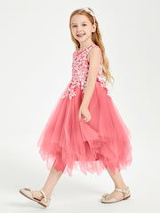 Tulle Tea Length Junior Bridesmaid Dresses Watermelon