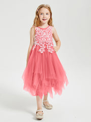 Tulle Tea Length Junior Bridesmaid Dresses Watermelon