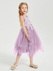 Tulle Tea Length Junior Bridesmaid Dresses Wisteria
