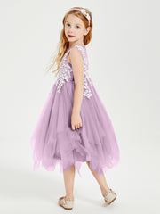Tulle Tea Length Junior Bridesmaid Dresses Wisteria