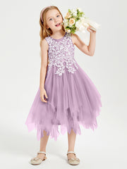 Tulle Tea Length Junior Bridesmaid Dresses Wisteria