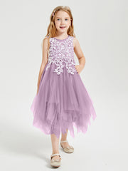 Tulle Tea Length Junior Bridesmaid Dresses Wisteria