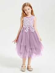 Tulle Tea Length Junior Bridesmaid Dresses Wisteria