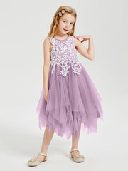 Tulle Tea Length Junior Bridesmaid Dresses Wisteria