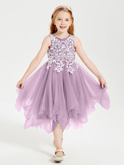 Tulle Tea Length Junior Bridesmaid Dresses Wisteria
