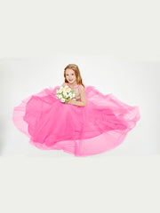 Long Junior Bridesmaid Gown Sequined Top Tulle Skirt Azalea